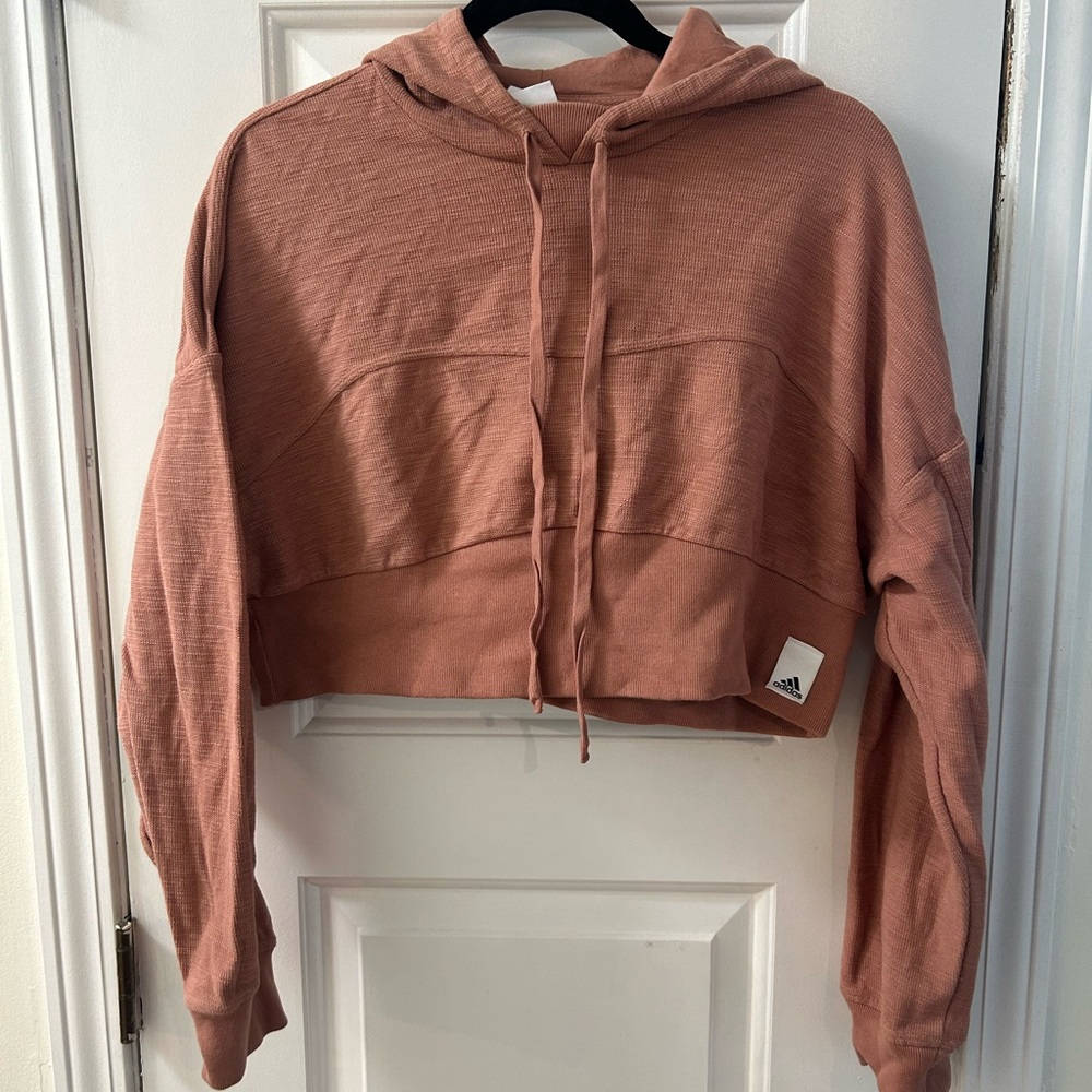 Adidas Women's Cropped Hoodie in Warm Brown